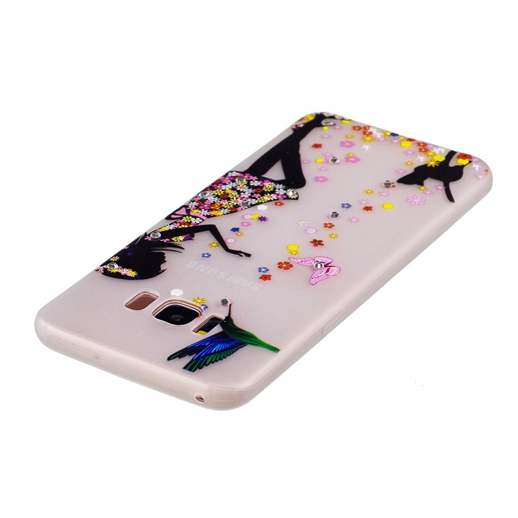 Luminous Rhinestone Decor Embossment TPU Back Case for Samsung Galaxy S8+ SM-G955 - Girl with Animals-3