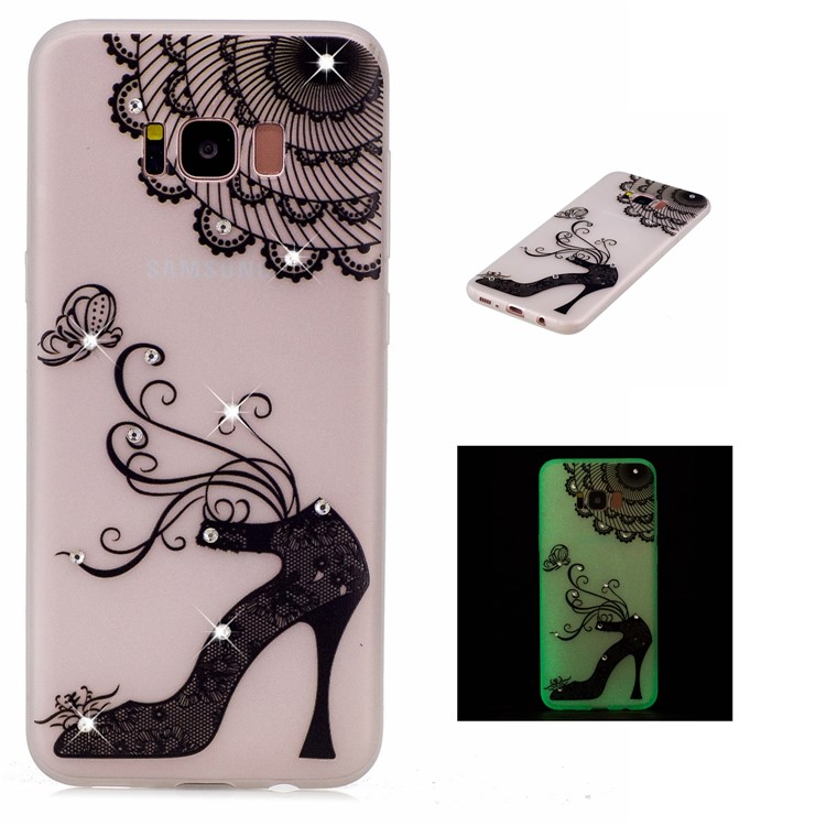 

Luminous Rhinestone Embossment Soft TPU Back Case for Samsung Galaxy S8 G950 - High heels, Galaxy S8