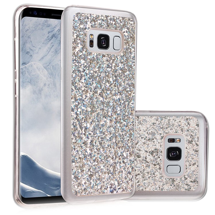 Glittery Powder TPU Flexible Cellphone Shell for Samsung Galaxy S8+ SM-G955 - Silver-1