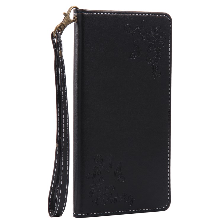 Imprint Butterfly Flower Card Holder Leather Stand Case for Samsung Galaxy S8 Plus - Black-4