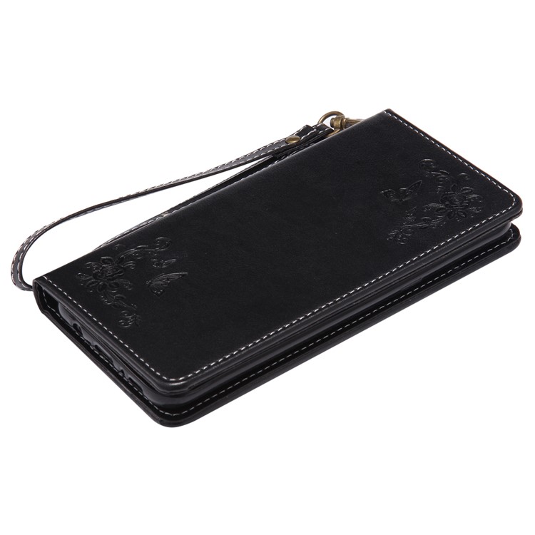 Imprint Butterfly Flower Card Holder Leather Stand Case for Samsung Galaxy S8 Plus - Black-6