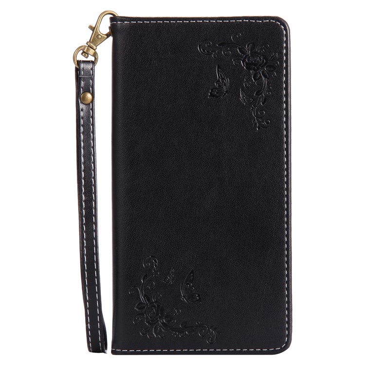 Imprint Butterfly Flower PU Leather Mobile Phone Case Accessory for Samsung Galaxy J7 (2017) - Black-1