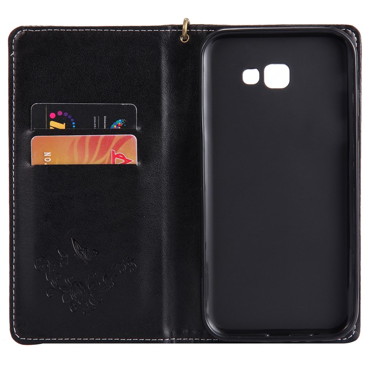 Imprint Butterfly Flower PU Leather Mobile Phone Case Accessory for Samsung Galaxy J7 (2017) - Black-3