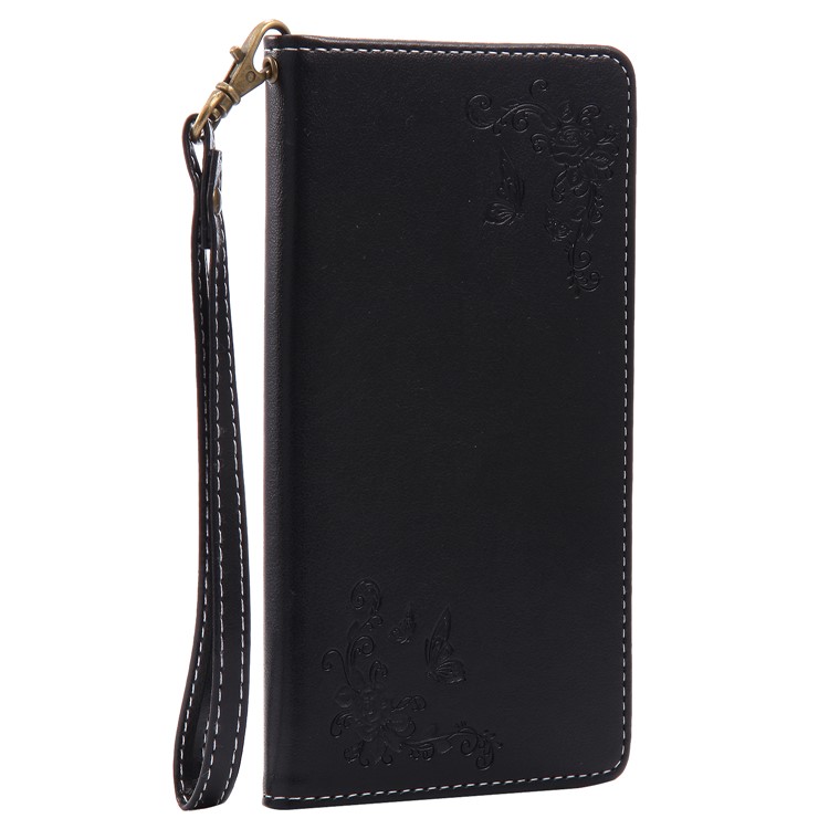 Imprint Butterfly Flower PU Leather Mobile Phone Case Accessory for Samsung Galaxy J7 (2017) - Black-4