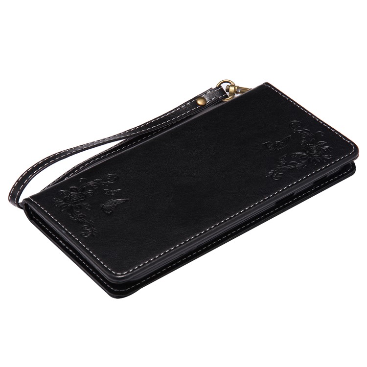 Imprint Butterfly Flower PU Leather Mobile Phone Case Accessory for Samsung Galaxy J7 (2017) - Black-6