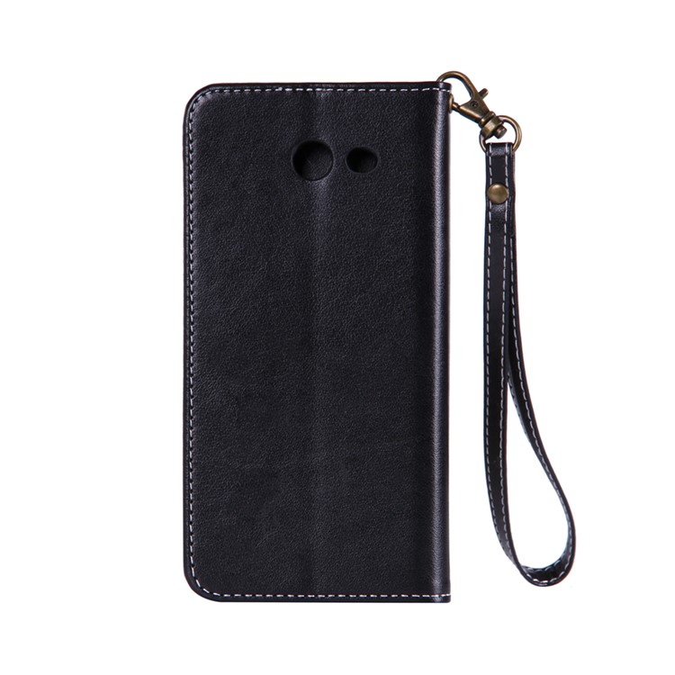 Imprint Butterfly Flower Card Holder Leather Stand Phone Case for Samsung Galaxy J5 (2017) - Black-2