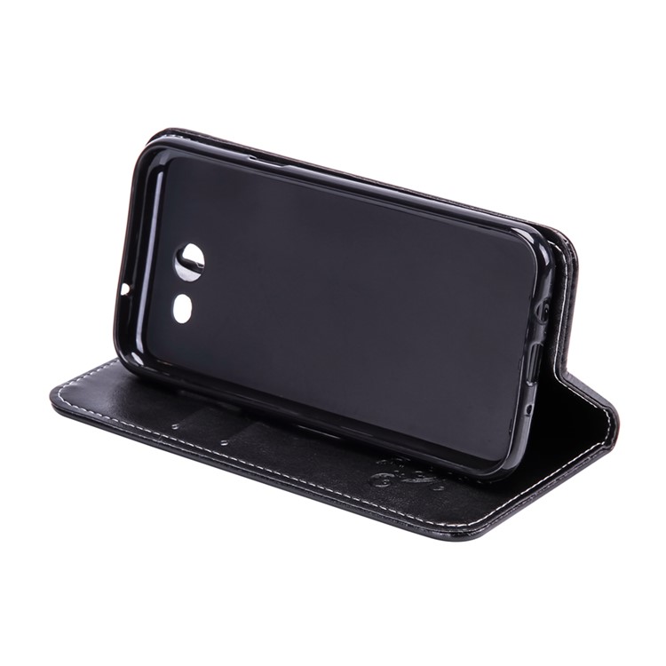 Imprint Butterfly Flower Card Holder Leather Stand Phone Case for Samsung Galaxy J5 (2017) - Black-4