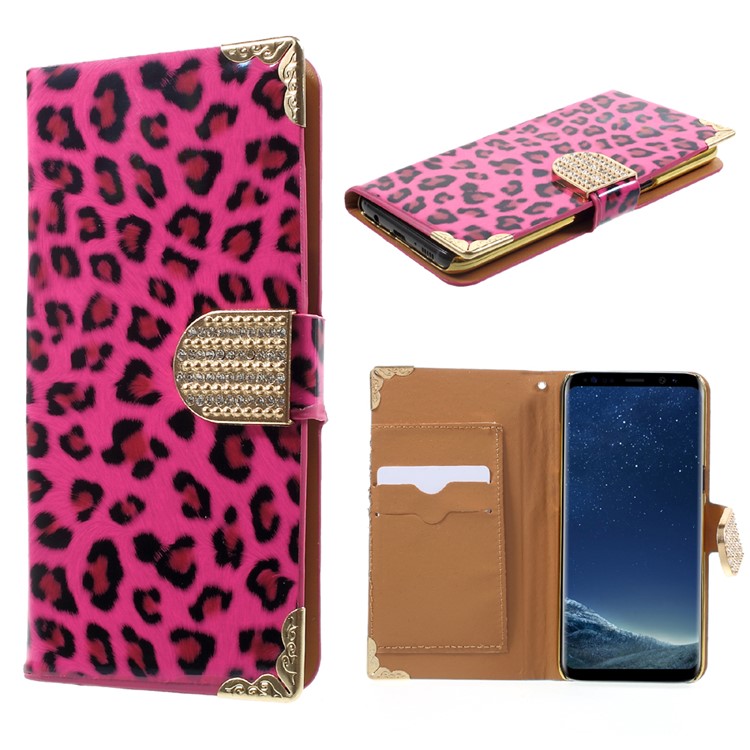 For Samsung Galaxy S8 SM-G950 Leopard Texture Wallet Leather Flip Case - Rose-1