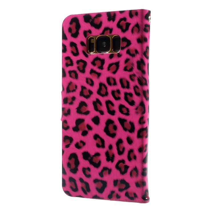 For Samsung Galaxy S8 SM-G950 Leopard Texture Wallet Leather Flip Case - Rose-2