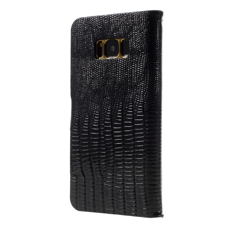 Lizard Texture PU Leather Folio Casing for Samsung Galaxy S8 SM-G950 - Black-2