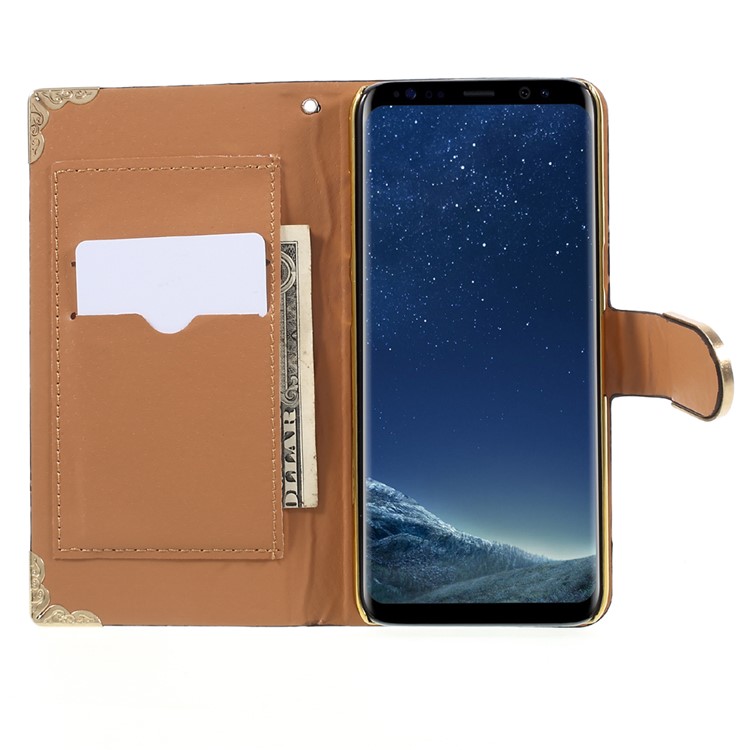 Lizard Texture PU Leather Folio Casing for Samsung Galaxy S8 SM-G950 - Black-4