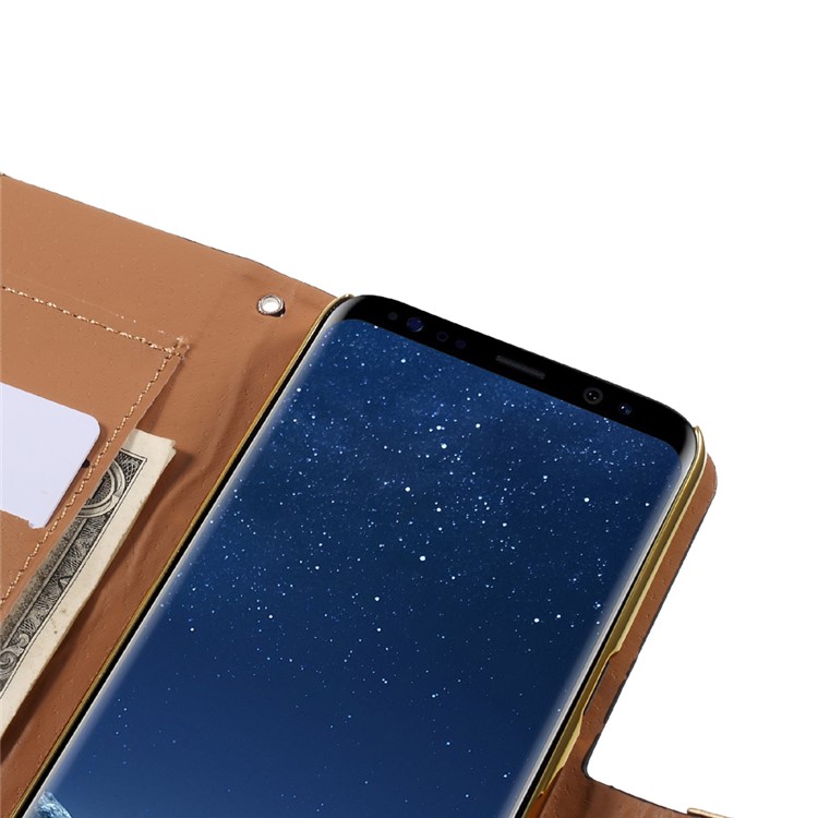 Lizard Texture PU Leather Folio Casing for Samsung Galaxy S8 SM-G950 - Black-9