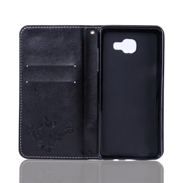 Imprint Butterfly Flower PU Leather Card Holder Magnetic Case for Samsung Galaxy A5 (2017) SM-A520F - Black-5