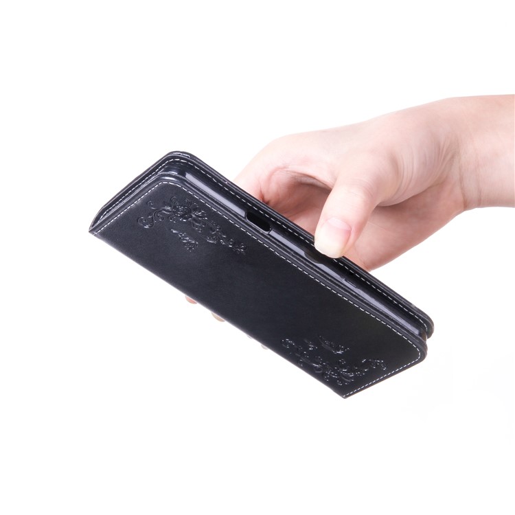 Imprint Butterfly Flower PU Leather Card Holder Magnetic Case for Samsung Galaxy A5 (2017) SM-A520F - Black-8