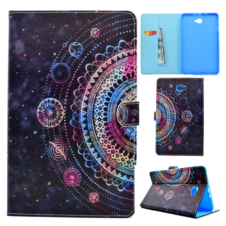 Pattern Printing Leather Wallet Cover for Samsung Galaxy Tab A 10.1 (2016) T580 T585 - Beautiful Ethnic Pattern-1