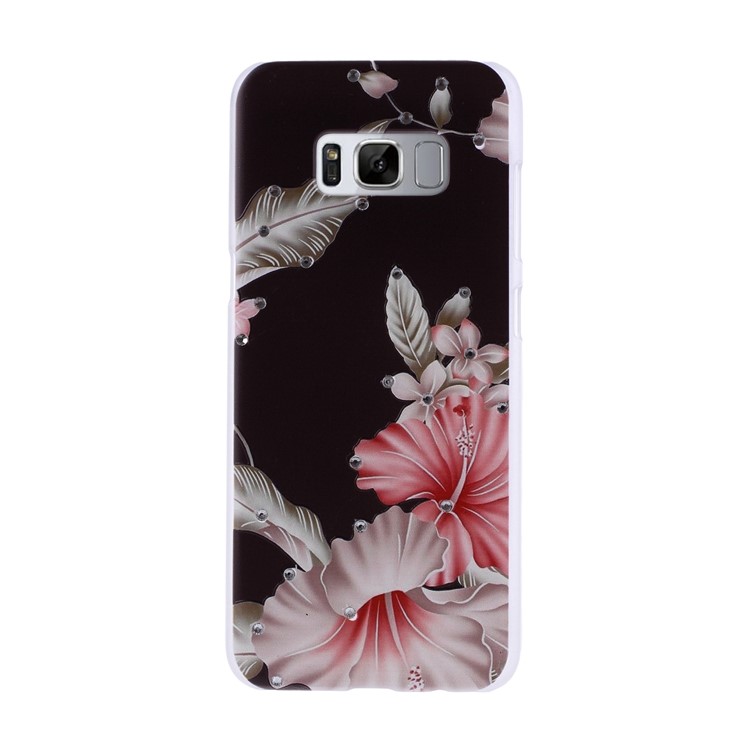 Rhinestone Decor Embossment PC Mobile Casing for Samsung Galaxy S8 Plus G955 - Fresh Flowers-1