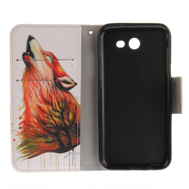 Wallet Leather Stand Case for Samsung Galaxy J3 (2017) - Wolf Pattern-10
