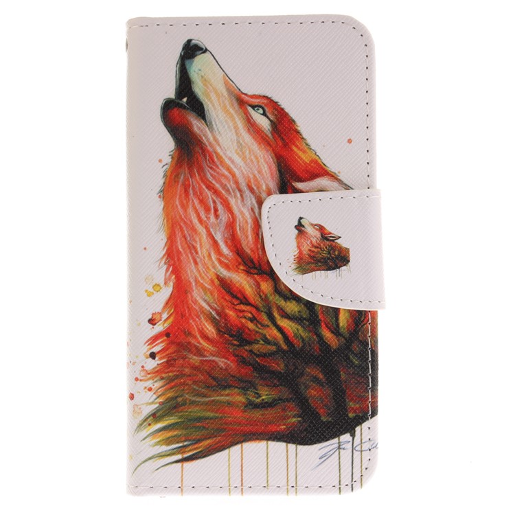 Wallet Leather Stand Case for Samsung Galaxy J3 (2017) - Wolf Pattern-2