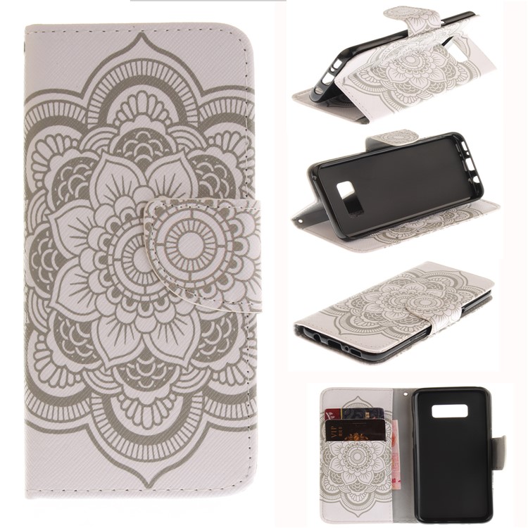 Wallet Leather Stand Case for Samsung Galaxy S8 SM-G950 - Mandala Flowers-1