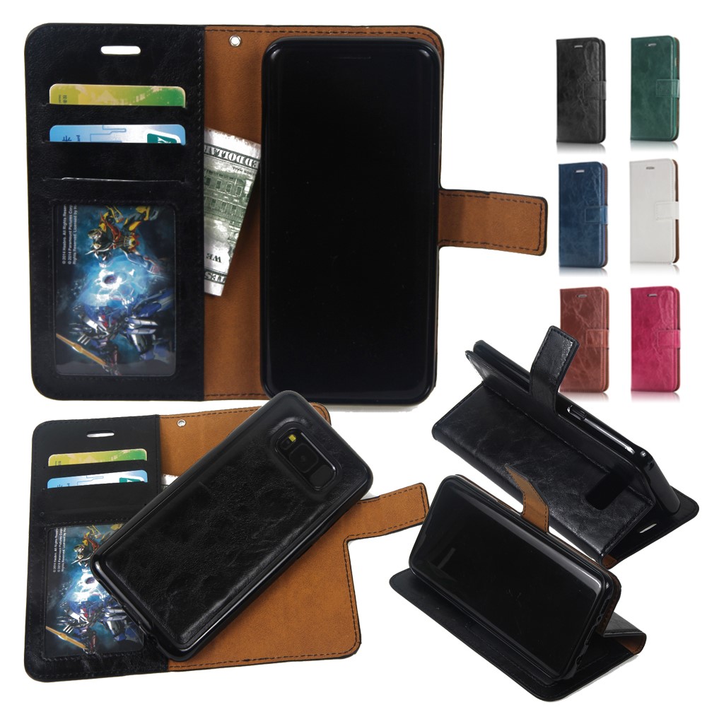 2-in-1 Movable TPU Case + Crazy Horse Leather Wallet Shell for Samsung Galaxy S8 Plus G955 - Black-1