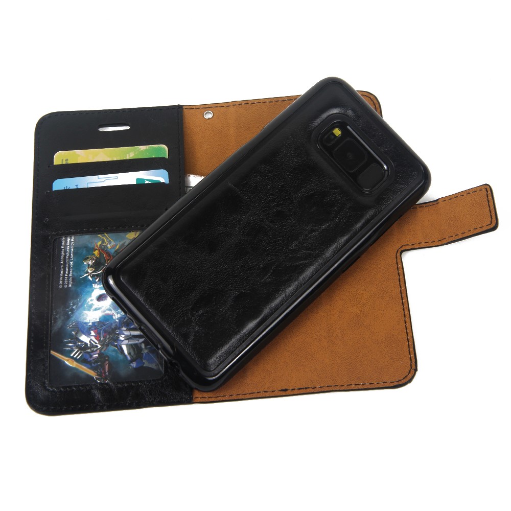 2-in-1 Movable TPU Case + Crazy Horse Leather Wallet Shell for Samsung Galaxy S8 Plus G955 - Black-9