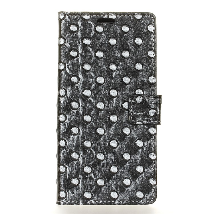 For Samsung Galaxy Xcover 4 Metal Style Imprinted Leather Stand Shell - Grey / Bumps-1