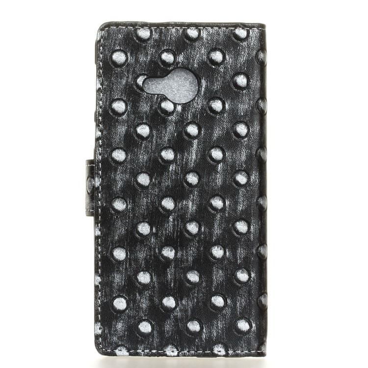 For Samsung Galaxy Xcover 4 Metal Style Imprinted Leather Stand Shell - Grey / Bumps-2