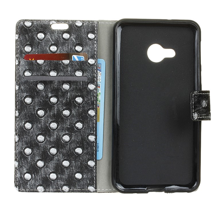 For Samsung Galaxy Xcover 4 Metal Style Imprinted Leather Stand Shell - Grey / Bumps-3