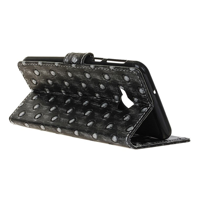 For Samsung Galaxy Xcover 4 Metal Style Imprinted Leather Stand Shell - Grey / Bumps-4