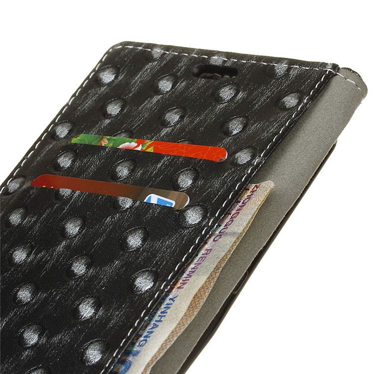 For Samsung Galaxy Xcover 4 Metal Style Imprinted Leather Stand Shell - Grey / Bumps-5