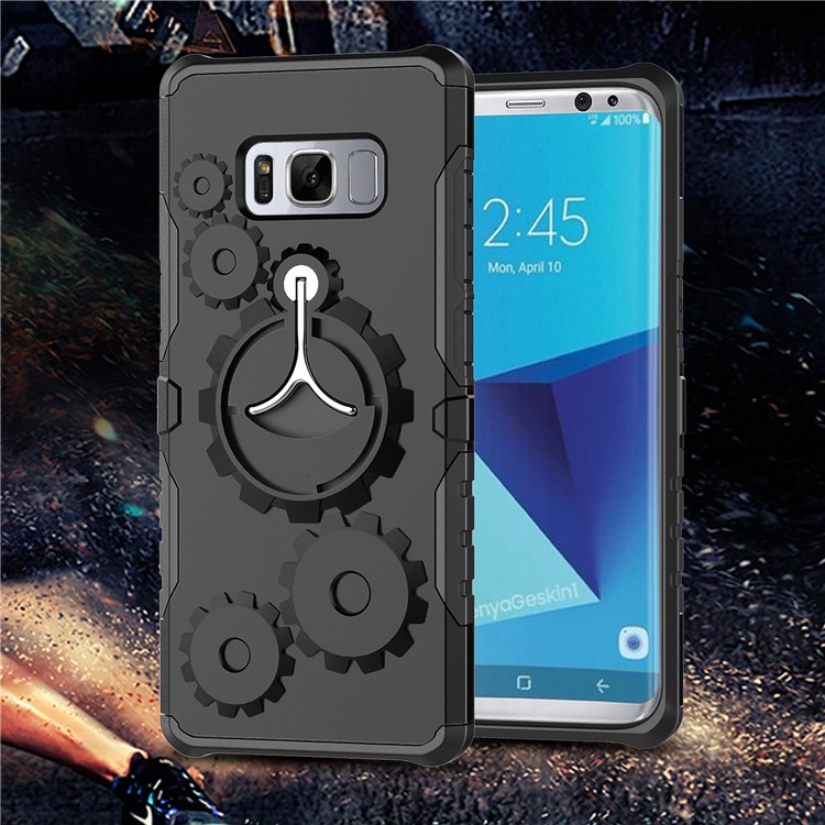 Cool Gear Pattern PC+TPU Hybrid Kickstand Case with Armband for Samsung Galaxy S8 SM-G950 - Black-1