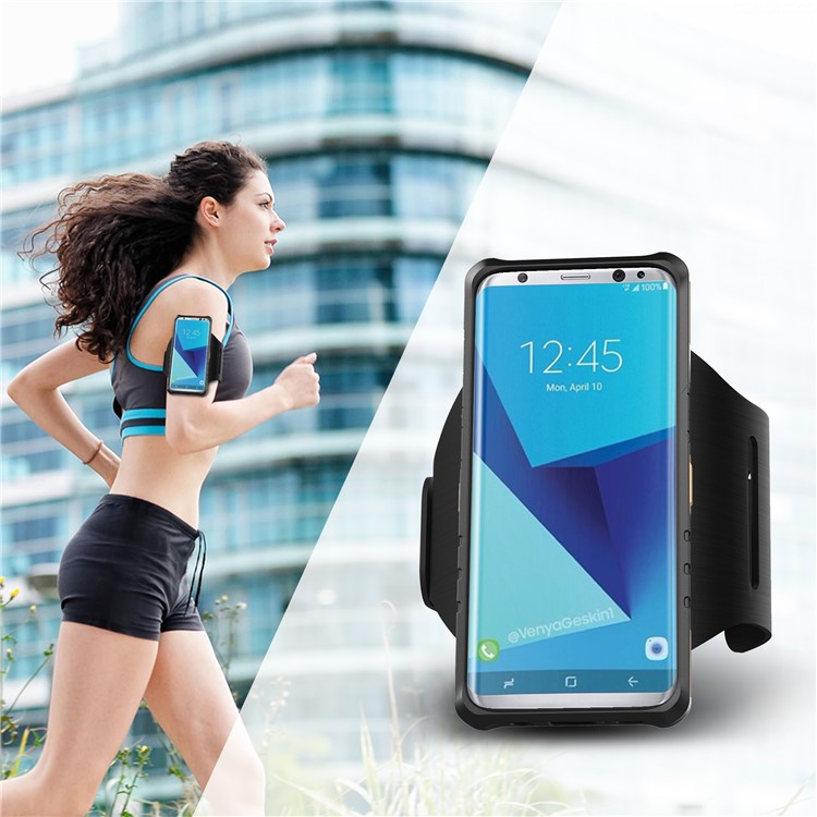 Cool Gear Pattern PC+TPU Hybrid Kickstand Case with Armband for Samsung Galaxy S8 SM-G950 - Black-3