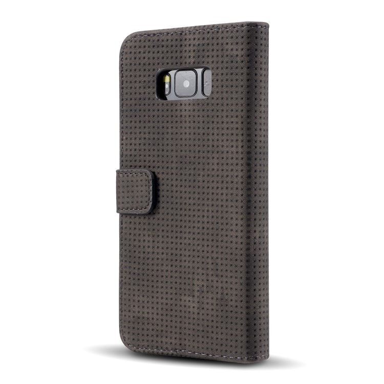 Retro Mesh Texture Wallet Leather Cover with Stand for Samsung Galaxy S8+ SM-G955 - Black-5