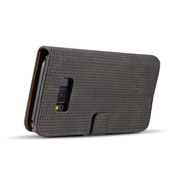 Retro Mesh Texture Wallet Leather Cover with Stand for Samsung Galaxy S8+ SM-G955 - Black-6