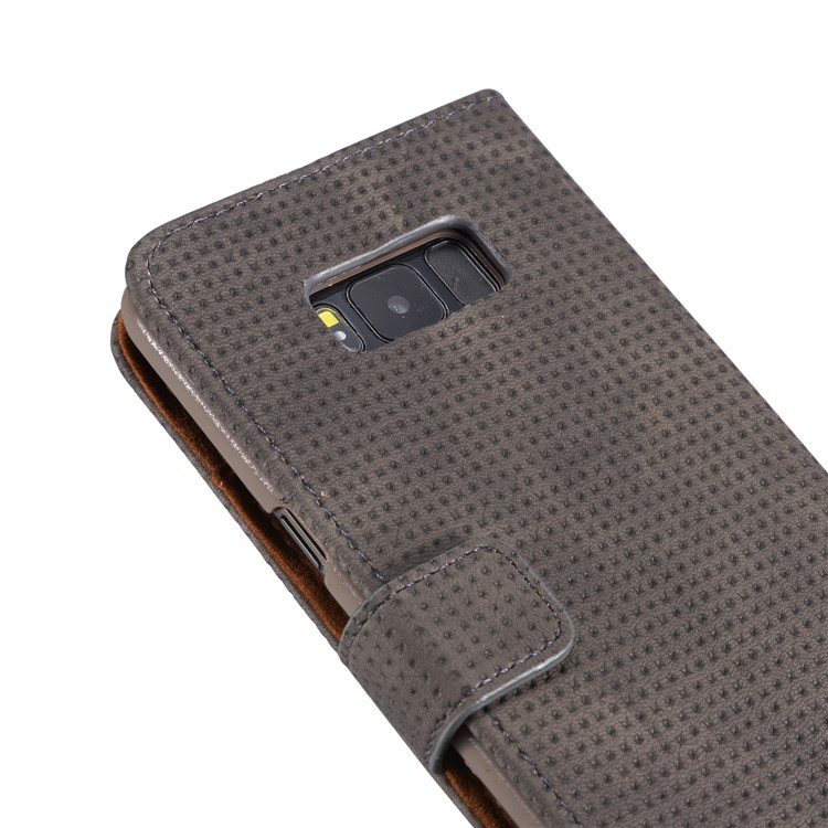 Retro Mesh Texture Wallet Leather Cover with Stand for Samsung Galaxy S8+ SM-G955 - Black-8