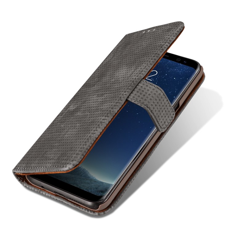Retro Mesh Texture Wallet Leather Cover with Stand for Samsung Galaxy S8+ SM-G955 - Black-9