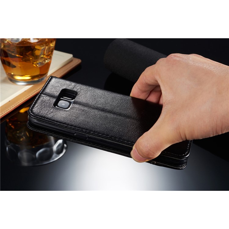 For Samsung Galaxy S8 SM-G950 Leather Card Holder Stand Mobile Phone Shell with Lanyard - Black-6