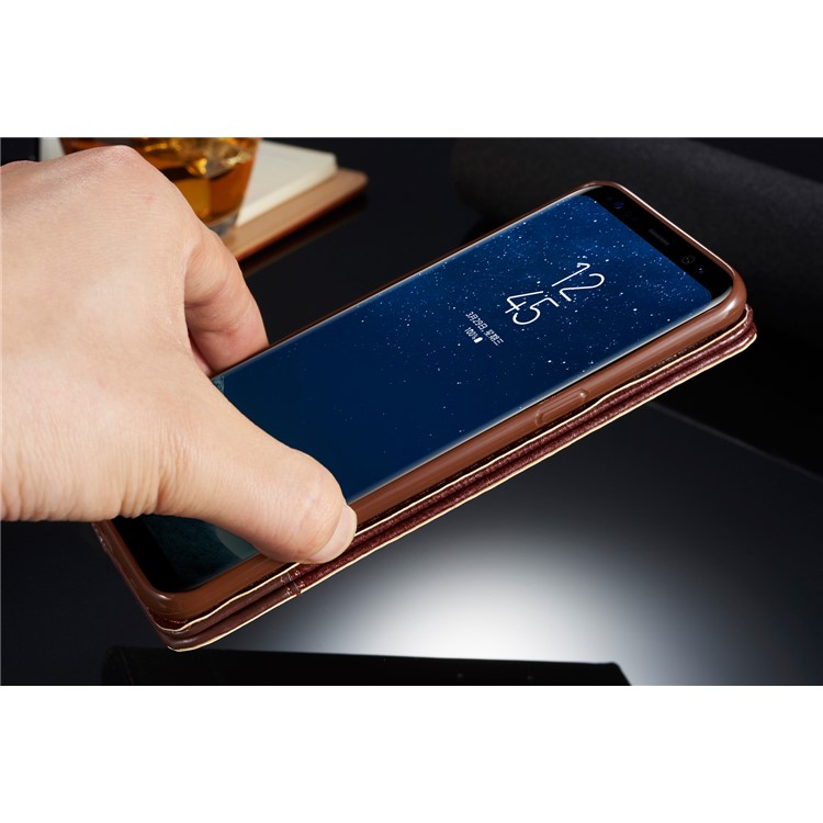 For Samsung Galaxy S8 SM-G950 Leather Card Holder Stand Mobile Phone Shell with Lanyard - Black-7