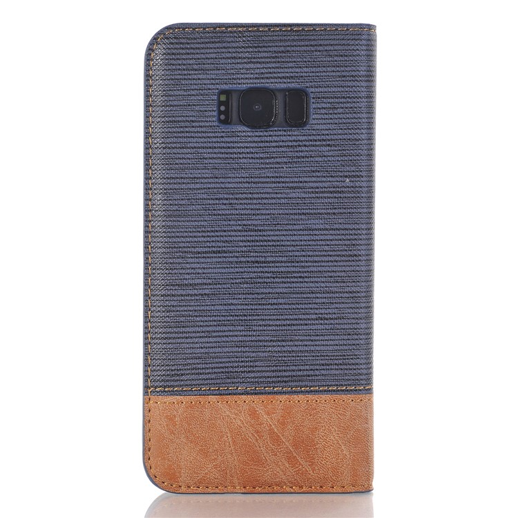 Contrast Color Leather Wallet Case for Samsung Galaxy S8 G950 - Blue-2