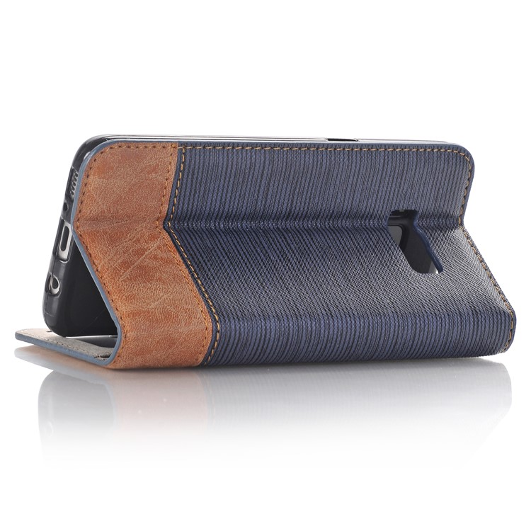Contrast Color Leather Wallet Case for Samsung Galaxy S8 G950 - Blue-3