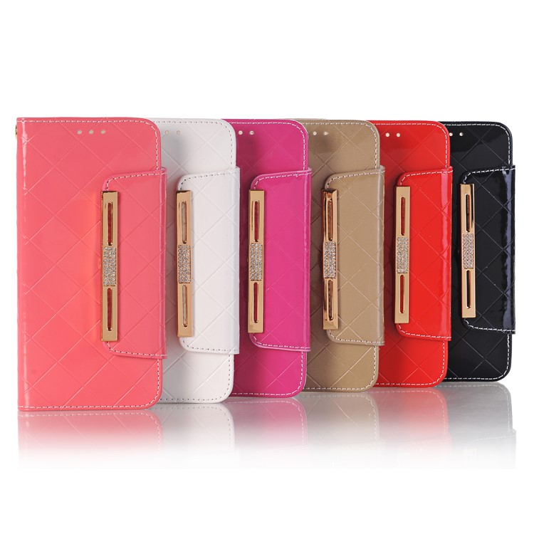 Rhombus Pattern Leather Wallet Stand Phone Case with Strap for Samsung Galaxy S8+ G955 - Black-7