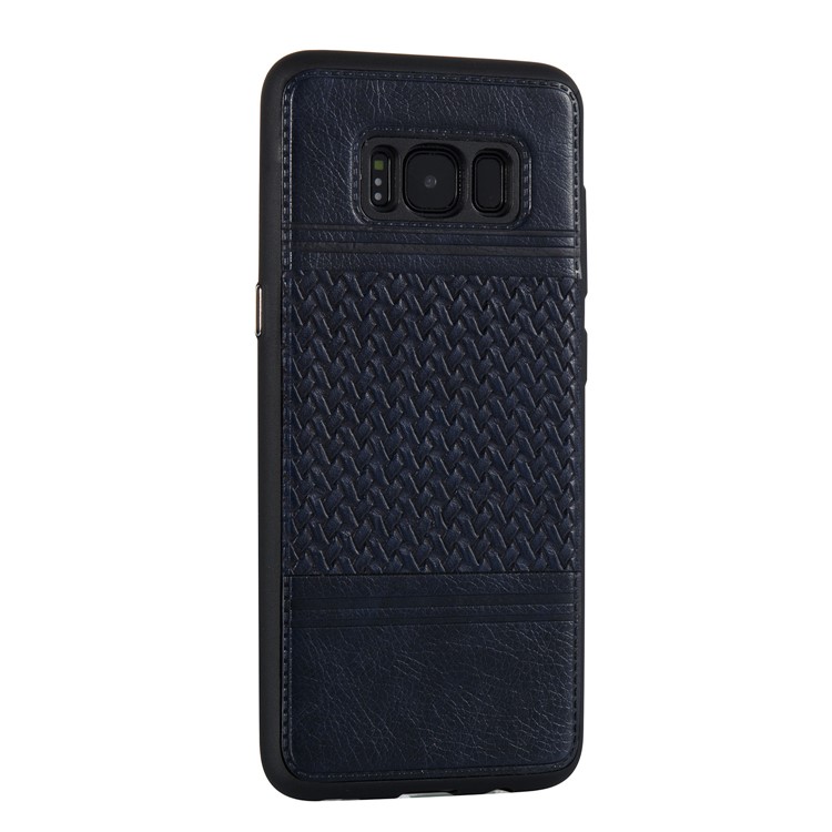 For Samsung Galaxy S8+ SM-G955 Woven Pattern Bi-color Leather Coated TPU Protection Mobile Phone Shell - Black-2