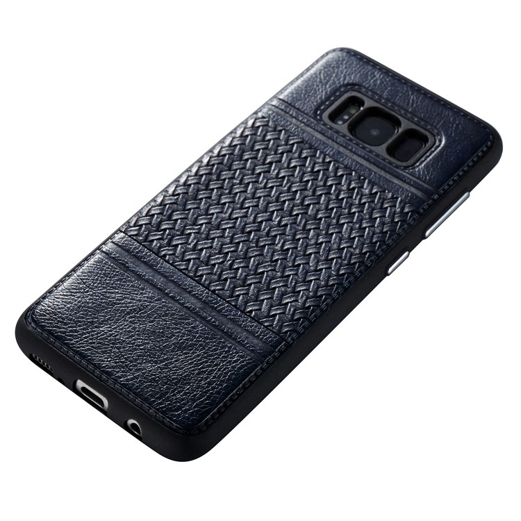 For Samsung Galaxy S8+ SM-G955 Woven Pattern Bi-color Leather Coated TPU Protection Mobile Phone Shell - Black-3