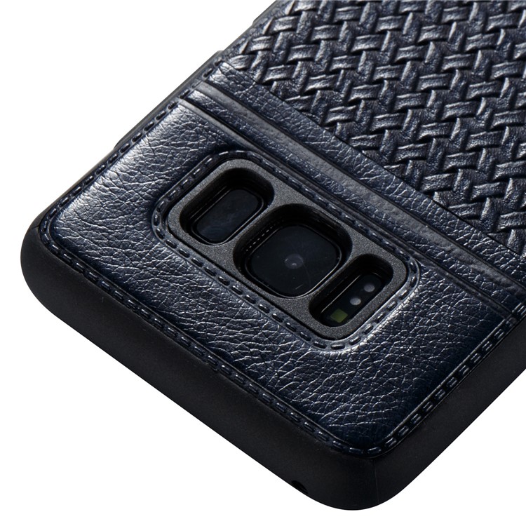 For Samsung Galaxy S8+ SM-G955 Woven Pattern Bi-color Leather Coated TPU Protection Mobile Phone Shell - Black-4