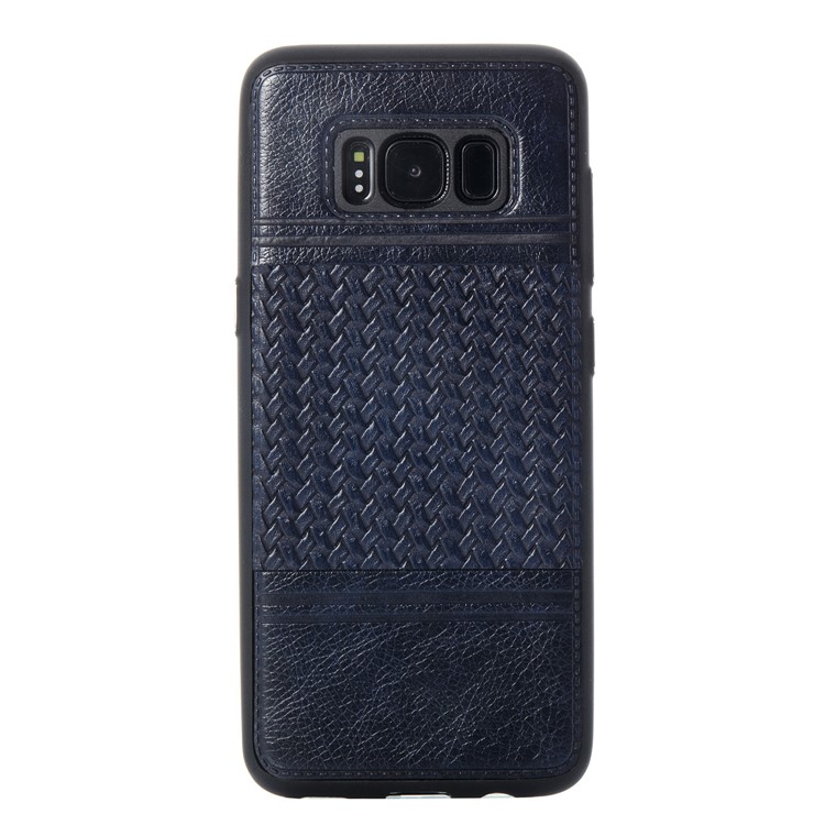 For Samsung Galaxy S8+ SM-G955 Woven Pattern Bi-color Leather Coated TPU Protection Mobile Phone Shell - Black-5