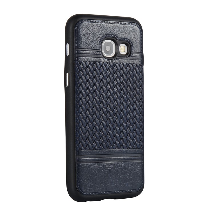 For Samsung Galaxy A5 (2017) Woven Pattern Dual-color Leather Coated TPU Protective Mobile Phone Accessory Casing - Dark Blue-2