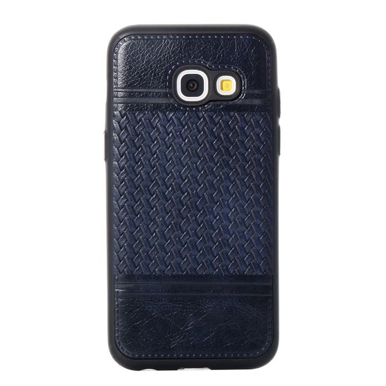 For Samsung Galaxy A5 (2017) Woven Pattern Dual-color Leather Coated TPU Protective Mobile Phone Accessory Casing - Dark Blue-7