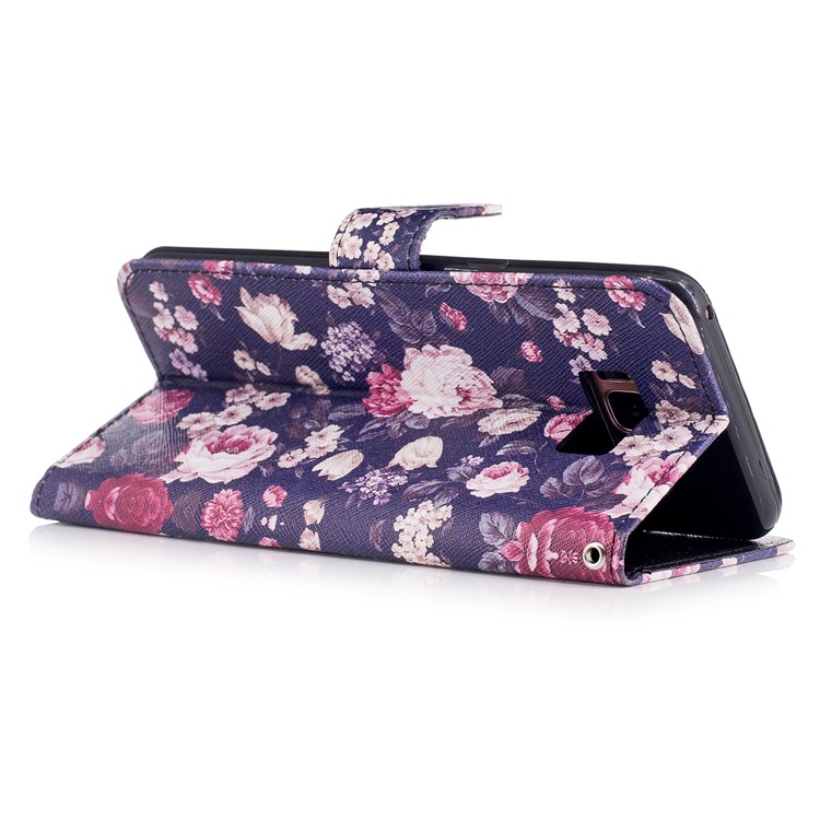 Pattern Printing Leather Wallet Case for Samsung Galaxy S8+ SM-G955 - Vivid Flowers-3
