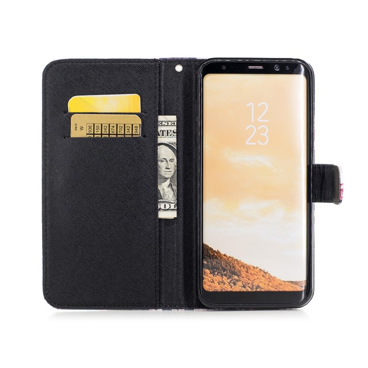 Pattern Printing Leather Wallet Case for Samsung Galaxy S8+ SM-G955 - Vivid Flowers-5