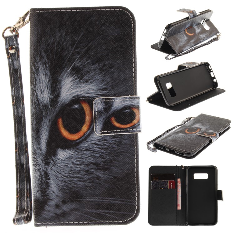 Pattern Printing Leather Wallet Case for Samsung Galaxy S8+ SM-G955 - Cat Pattern-1